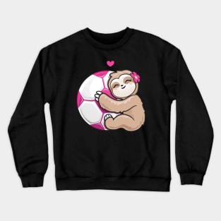 Girls Soccer Adorable Sloth Loves Pink Ball Crewneck Sweatshirt